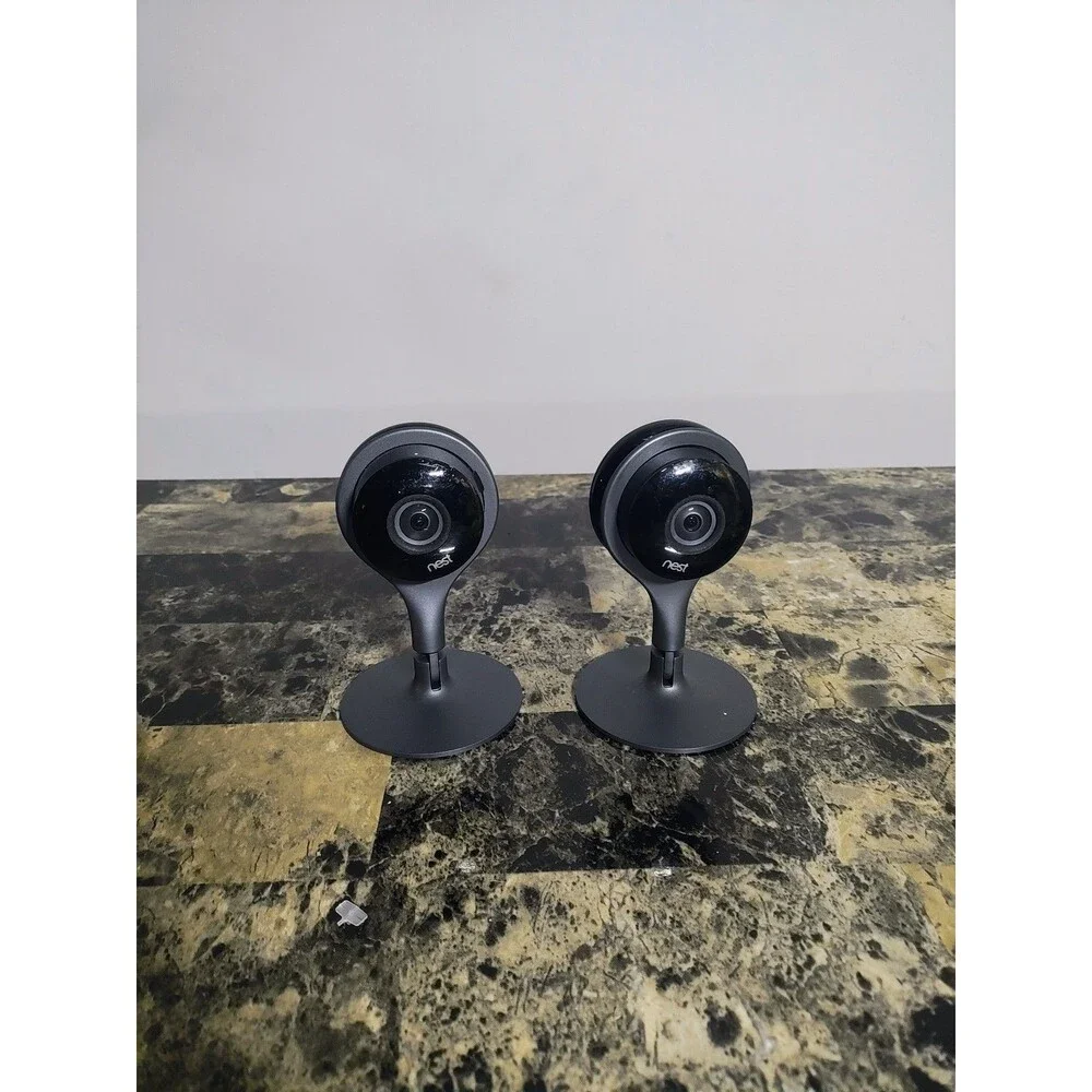 2 Google Nest Cam Indoor A0005 Security Cameras – No Power Cords, Tested Working